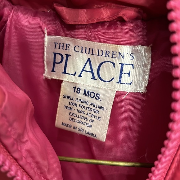 18 months The Children’s Place lined pink Jacket with hood - Picture 2 of 3